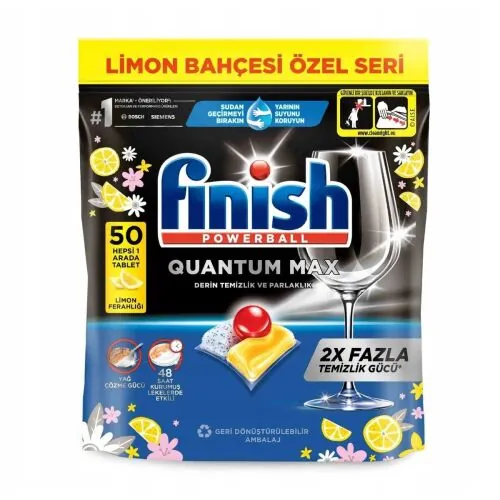 FINISH POWERBALL QUANTUM MAX CYTRYNOWE KAPSUŁKI DO ZMYWARKI 50SZT